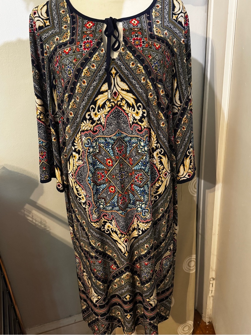 Westport Navy Boho Medallion Maxi Dress with Multicolor Accents
